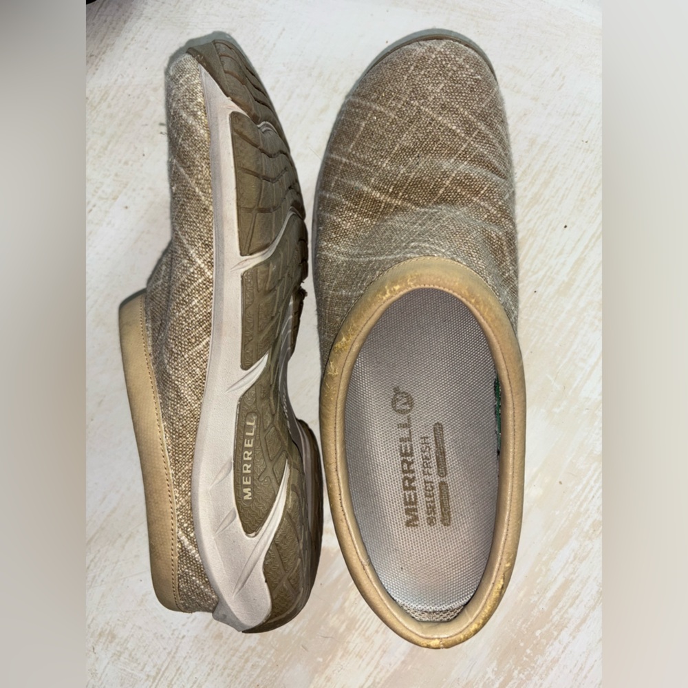Merrell Rucksack Tan Cream Brown Slip-On Shoes Size 6.5 - Picture 5 of 10